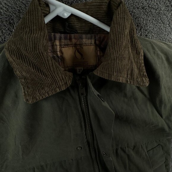 Country Style Cotton Waxed Jacket Full Zip Cargo Pockets Youth Size 32 Green Boy - Picture 6 of 16